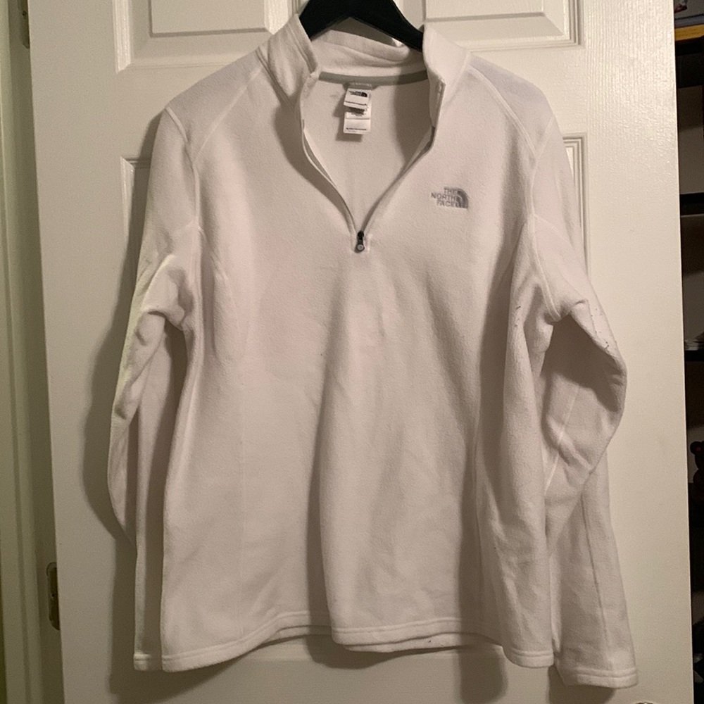 North face white fleece quarter zip jacket